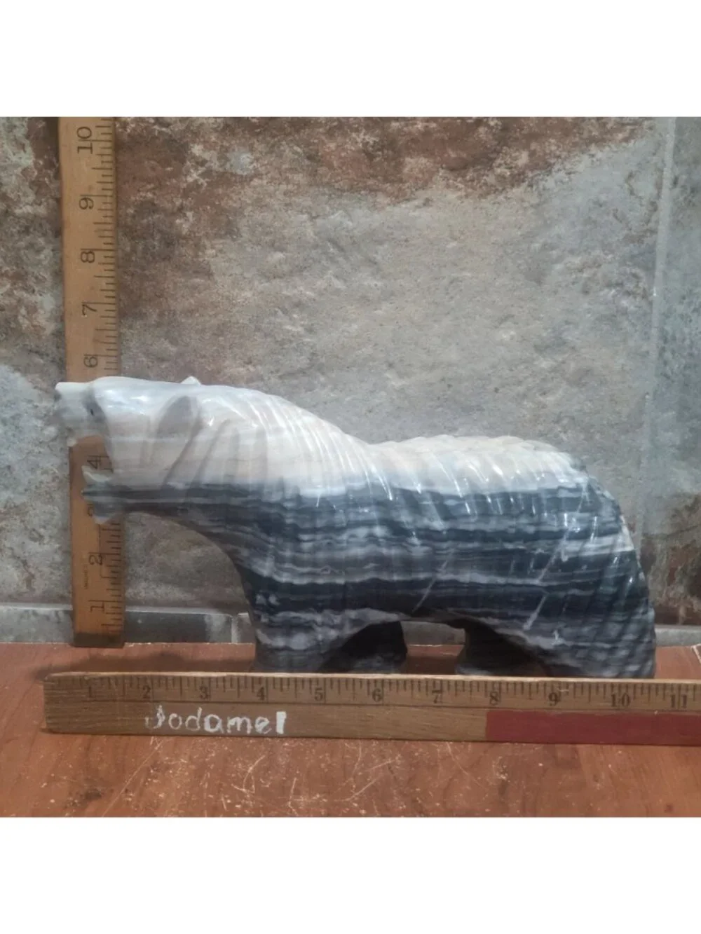 Large Hand Carved Stone Bear Sculpture Roaring Marble Onyx Heavy Figurine